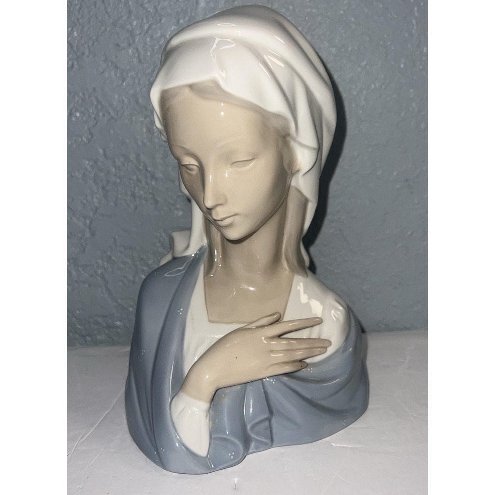 Lladro #4649 Madonna Bust Figurine Head Virgin Mary Glossy Porcelain Spain 9"